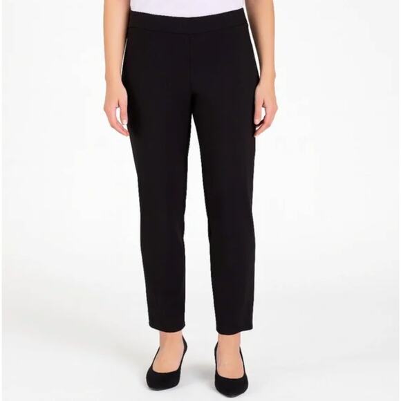 Susan Graver Black Slim Leg Ankle Pants Pull On Stretch High Waist Large New - Picture 1 of 9